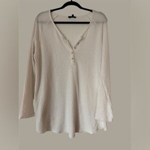 Women's Cream Thermal Button-Up Top